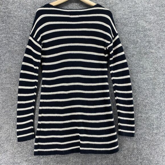 Old Navy Sweater Pullover Women S Small Black Striped Knit Long Sleeve Cotton - Picture 2 of 9